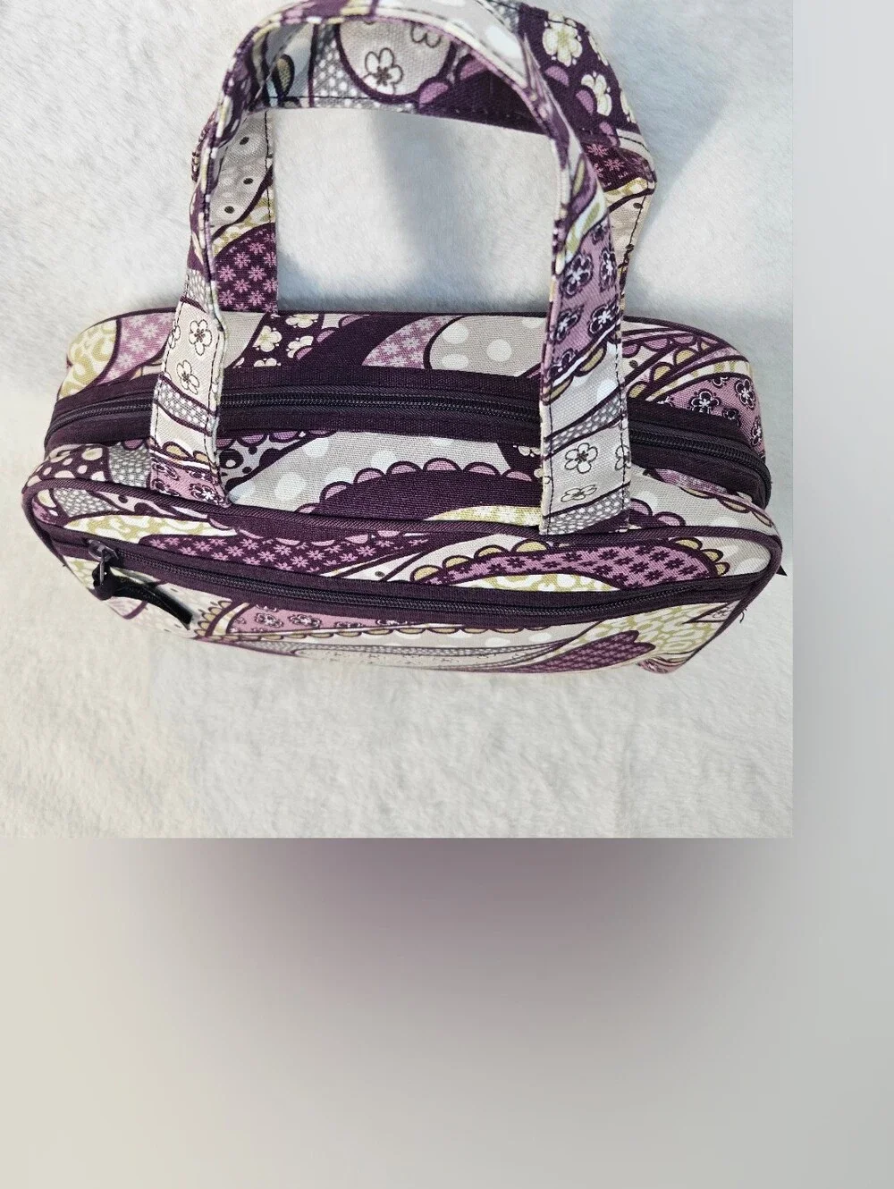 Thirty One Quilted Purple Paisley Cosmetic Bag